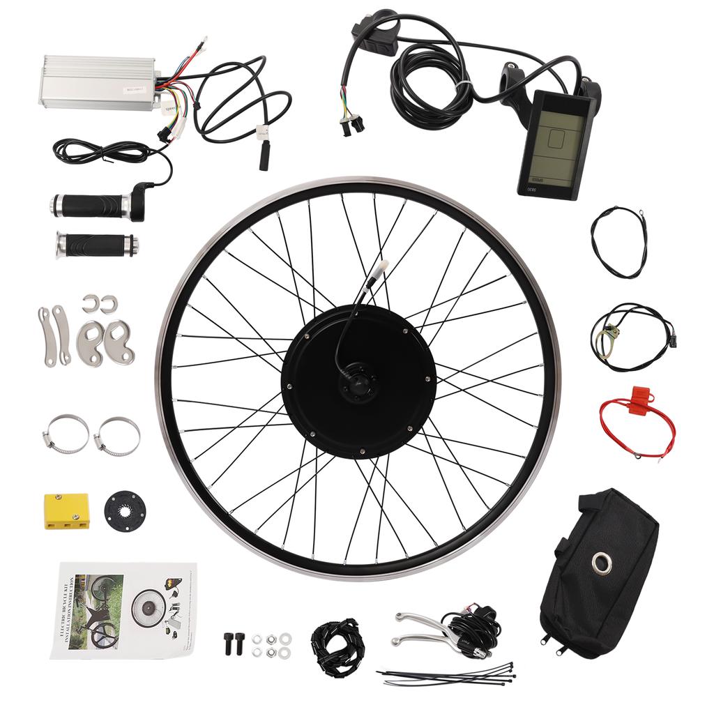 Ebike Conversion Kit for Electric Bike 25'' Front Wheel Electric Bicycle Hub Motor Kit 1200W Electric Bike Conversion Kit