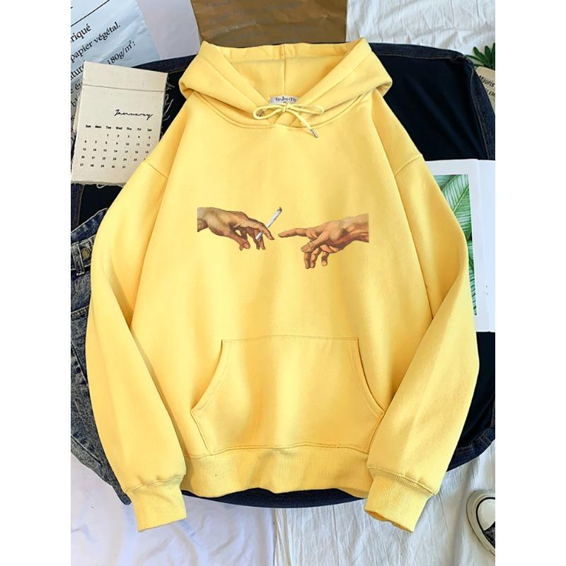 Hoodies Women's Two Hands And a Cigarette Graphic Print Hoodiest Thirteen Colors Harajukua Style Casual Top Women Street Style