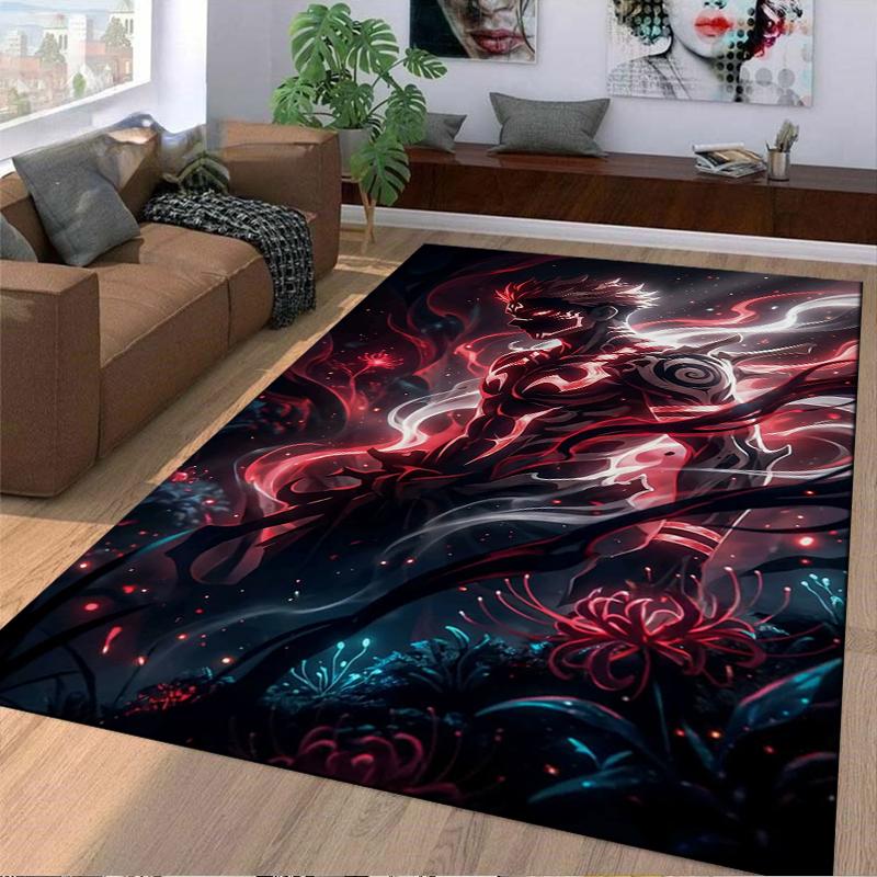 Fiery Warrior Designed floor mat, suitable as a non-slip mat for the living room or bedroom sofa