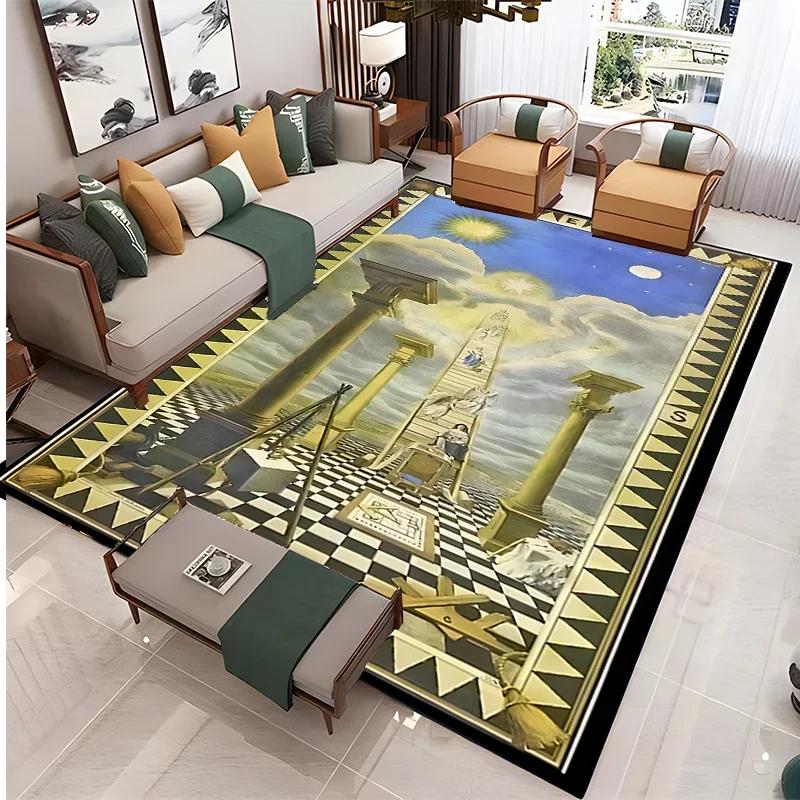 Masonic Illuminati Carpet Living Room Bedroom Sofa Coffee Yoga Rugs Kitchen Door Un-Slip Mats Alfombra Birthday Gift Poster Mat