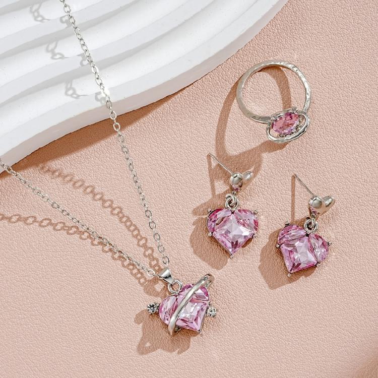 Fashion Bridal Necklace Pendant Earrings Heart Rings Pendant Jewery Party Jewelry Set Srop Earrings for Fashion Bride