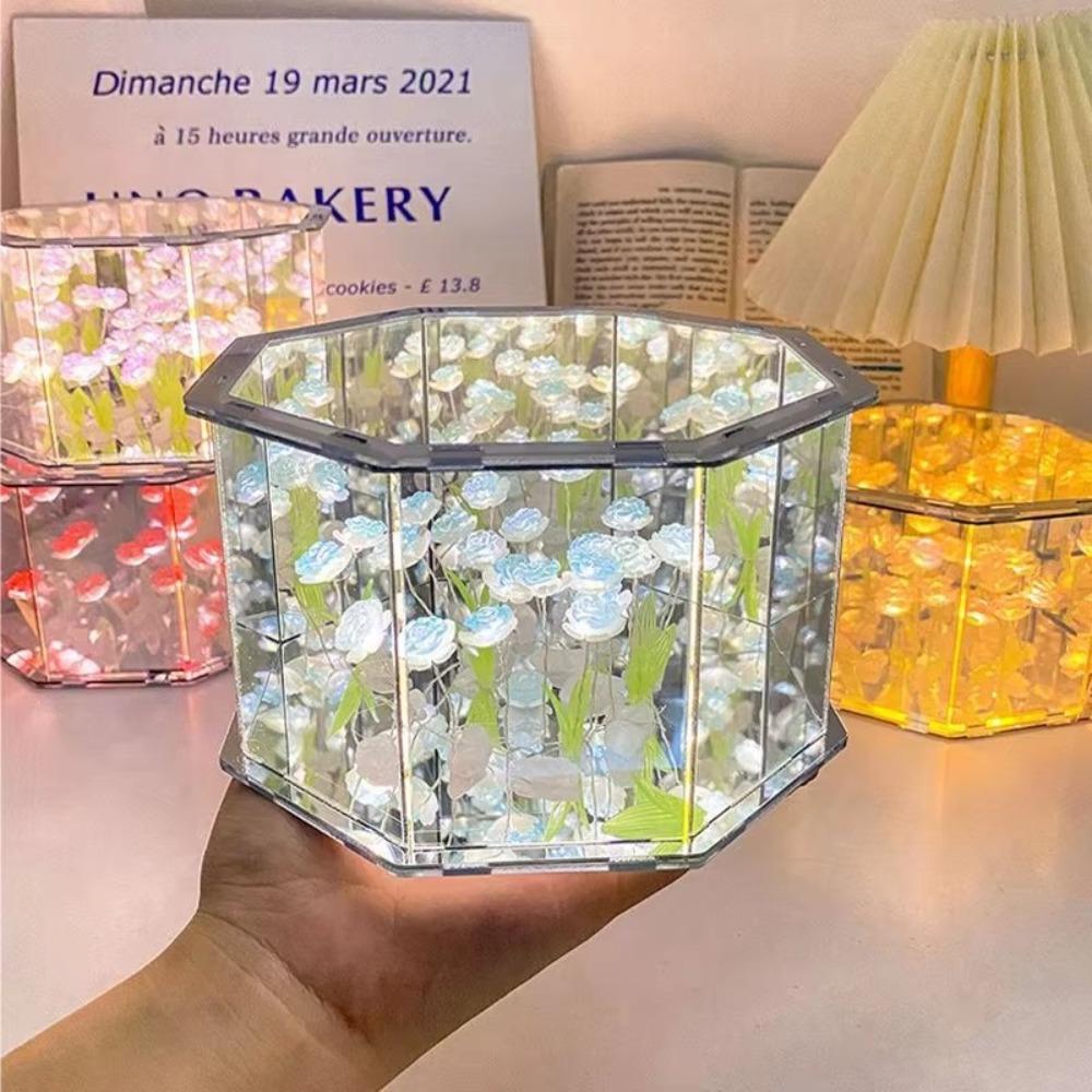 DIY Material Package Handmade Tulip Mirror Desktop Decoration Small Night Light  for Living Room
