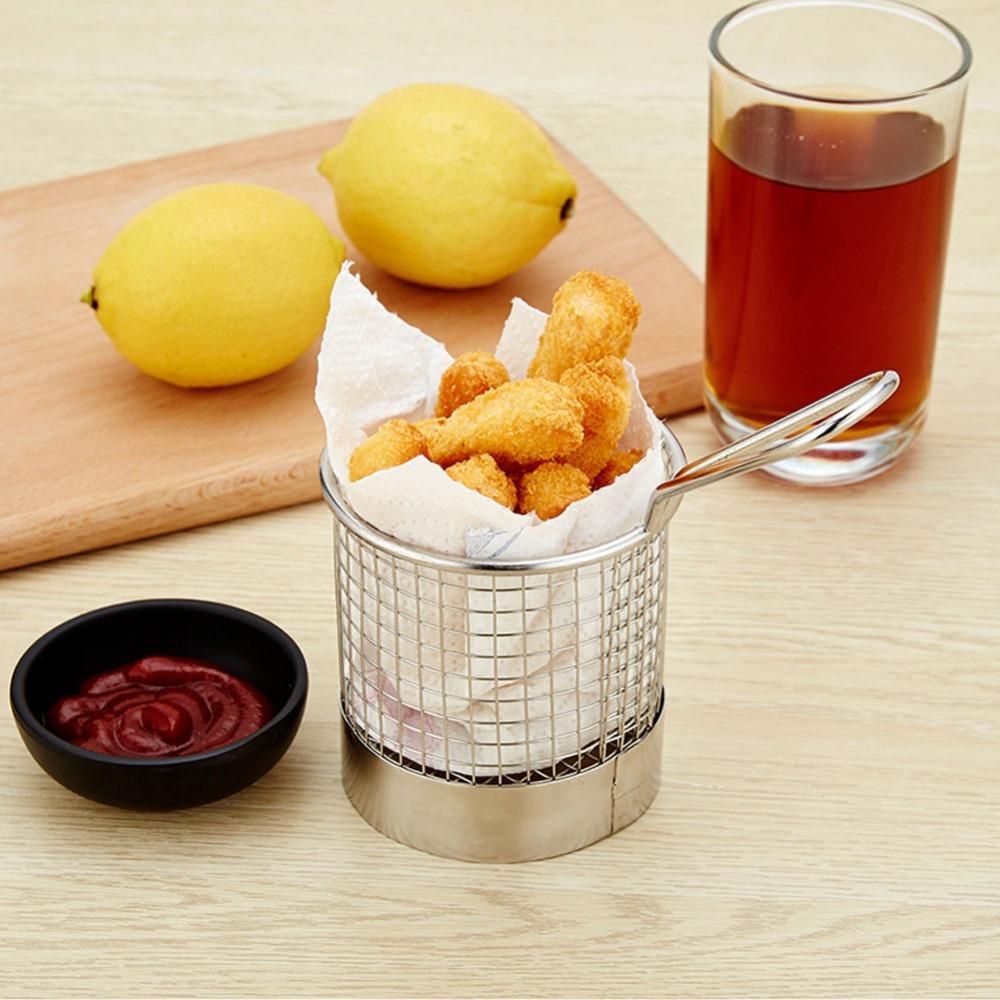 Round Shape French Fry  Basket With Handle Fries Holder Table Serving Food Container  Coffee Shop