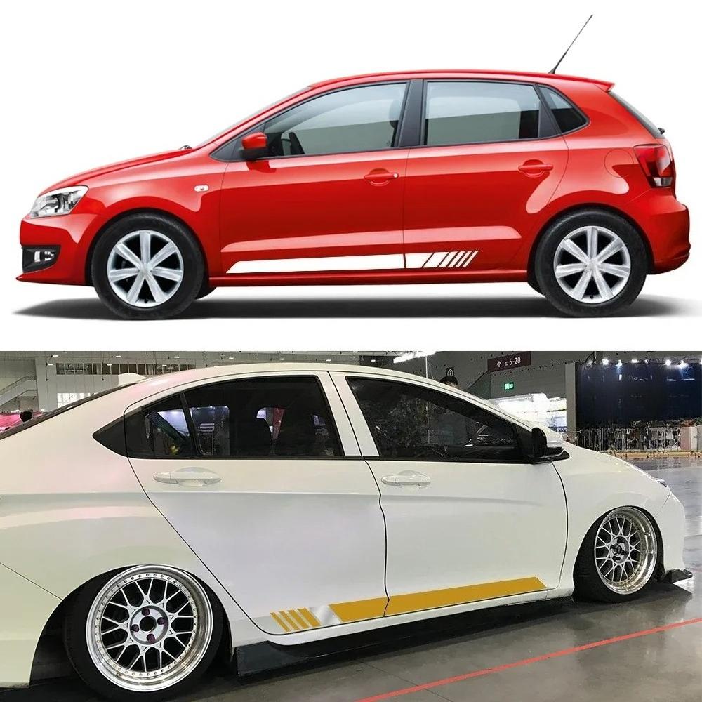 2PCS Racing Style Car Side Stickers Auto Tuning Modification PVC Decals For Volkswagen VW Polo 6R 6C 9N 9N2 9J Car Accessories
