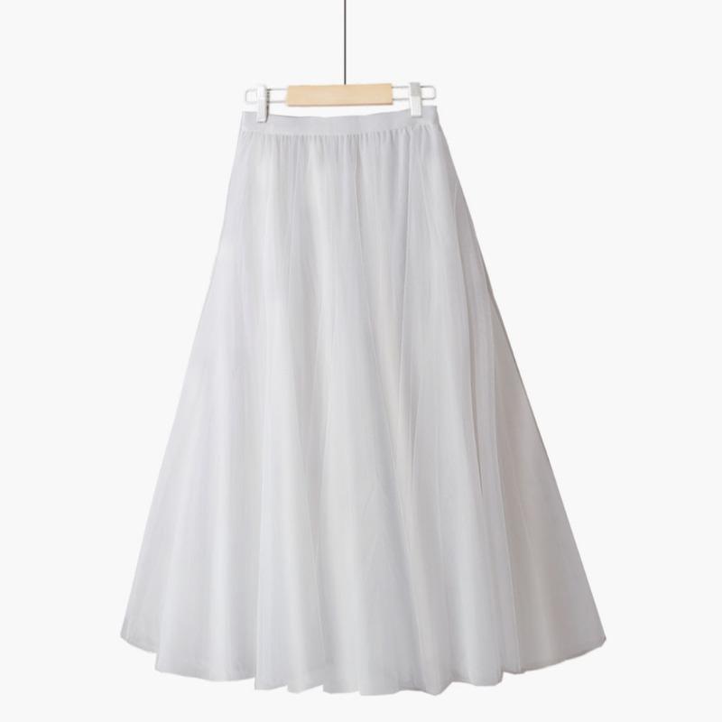 DX~~New Patchwork Ethnic Style Retro Pure Red Pleated Slim Fairy Mesh Skirt