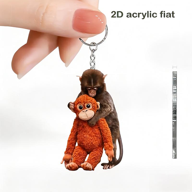 Protect Punch The Monkey Punch Monkey Doll Keychain Cute 3D Monkey Decor Hanging Keychain Anime Peripherals Toy Birthday Gift