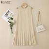 ZANZEA Women Summer Casual Round Neck Sleeveless Dress