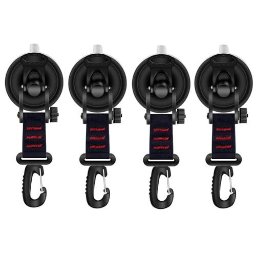 

4-Piece Set with Strong Suction Cups and Hooks for Car Side Tarps, Camping Tarps, 10kg Weight Capacity, Super Strong Suction Cup Hooks for Tarps, Car