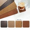 1Pcs Light Luxury Solid Leather Placemat Coffee Brown Pu Table Mat Waterproof Oilproof Heat-Insulated Plate Bowl Pad Table Decor