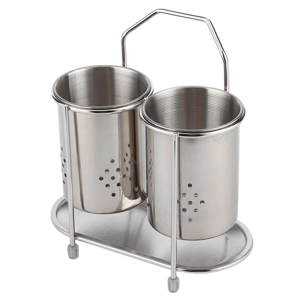 WallMounted 304 Stainless Steel Chopsticks Spoon Storage Drain Rack Basket Kitchen Utensils