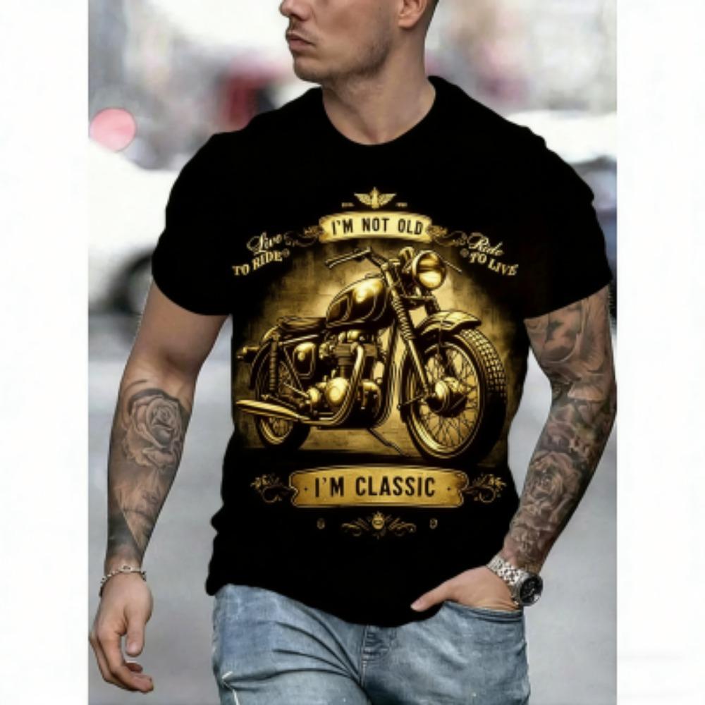 Europe America Summer Men's T-Shirt Motorcycle 3D Print Tees Top Loose Short Sleeve Streetwear Plus Size Women T-shirt