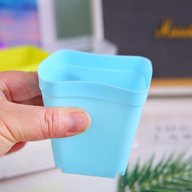 7cm Thickened Small Square Candy Color Flower Pot for Succulents