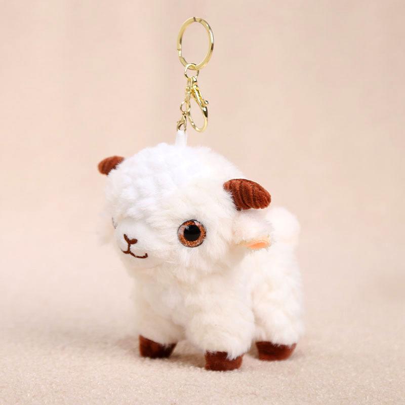 Soft Plush Sheep Keychain Lovely Appearance 3D Mini Animal Key Ring Holder Cute Bag Charm Car Pendant for Stocking Stuffers
