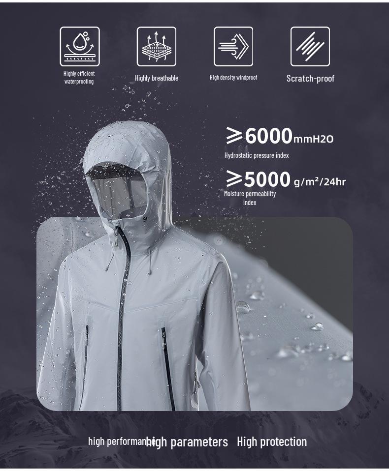 Unisex Outdoor Waterproof Windproof Jacket - Lightweight Hard Shell, Long Sleeve Mountaineering Outerwear