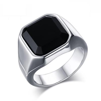 Herrenring Schwarzer Zirkonia Fingerring Schlicht Biker Klassische Ringe
