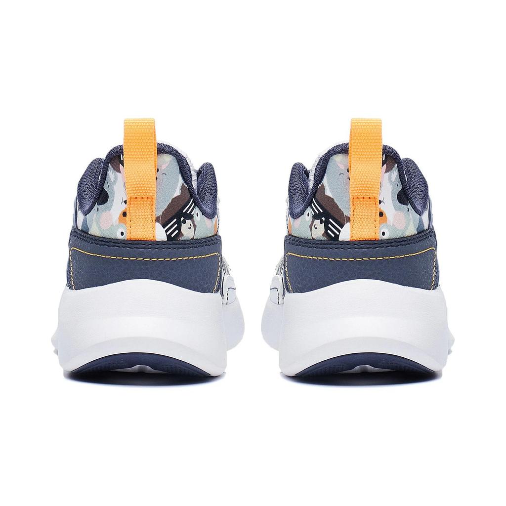 Li Ning Kids Comfortable Simple Shock Absorbing Wear Resistant Low Top Running Shoes Kids Running Shoes White Blue YKNT090-13