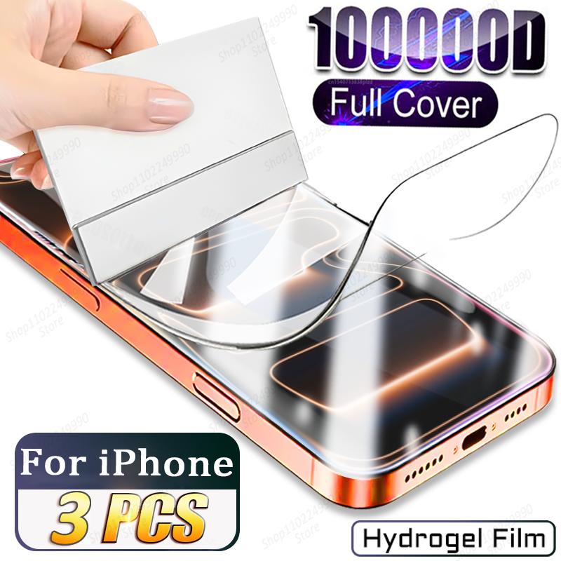 

3 pçs capa completa protetor de tela para iphone 17 pro max ar hidrogel filme para iphone 16 pro max 16e 14 15 plus 12 13 mini 11 filme iPhone 17 pro max чистий