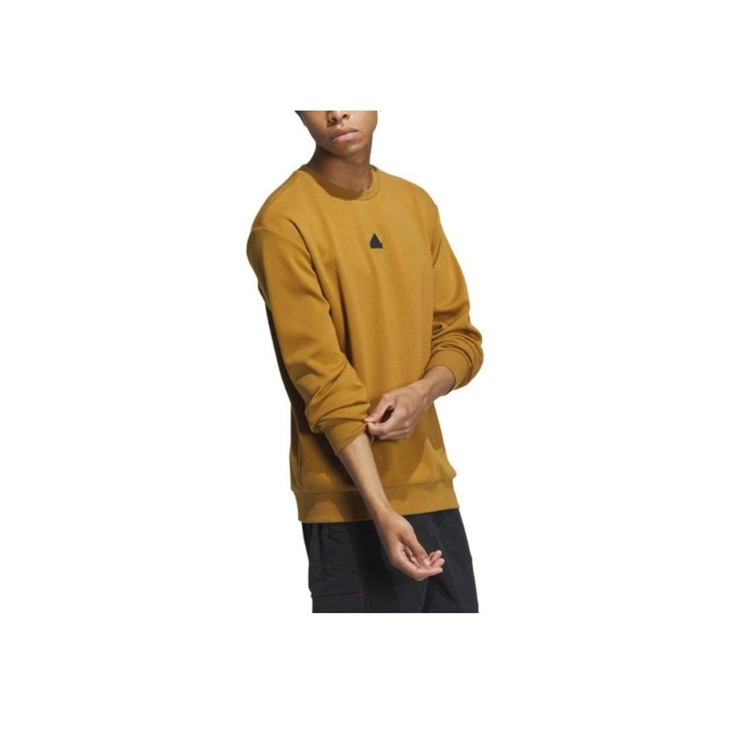 Adidas Solid Color Casual Crew Neck Long Sleeve Sweatshirt Men Tops Ochre IP4962