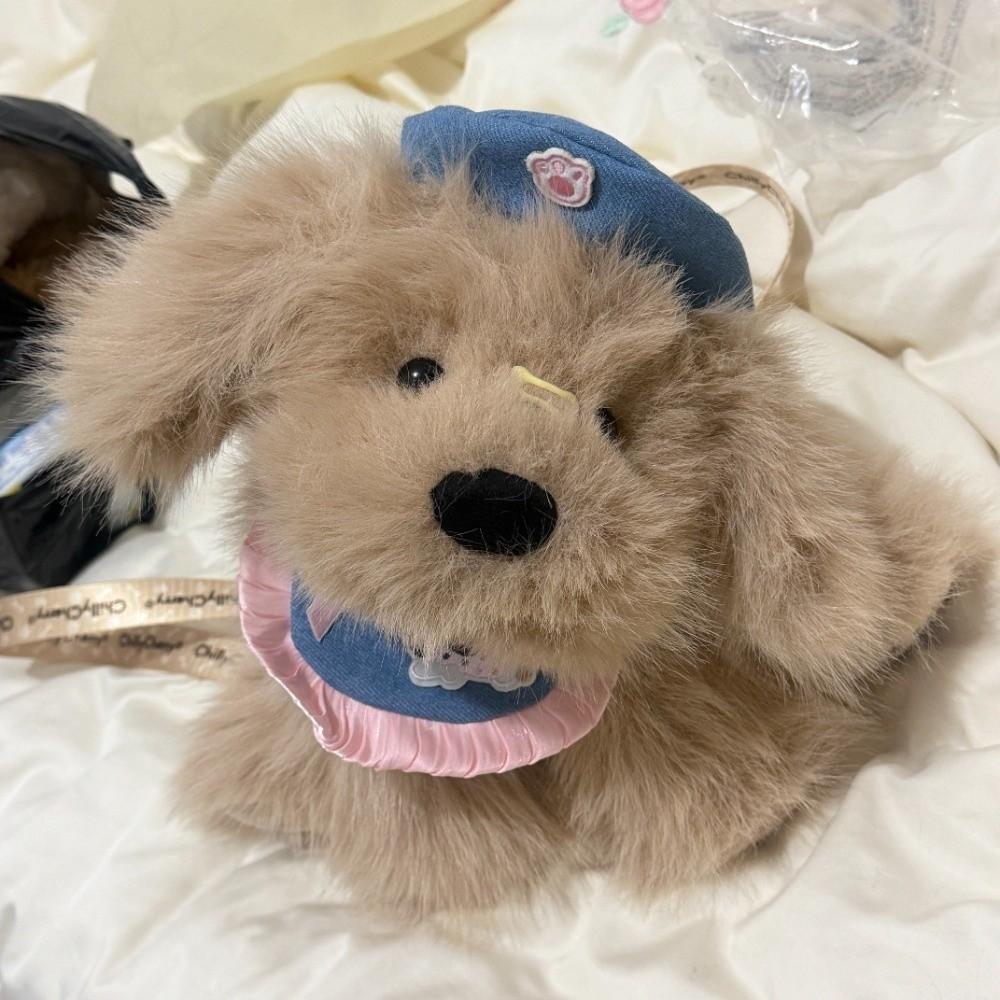 Kawaii Dog Plush Doll Knapsack Fluffy Stuffed Animal School Bag Cute Puppy Plush Backpack  Girls