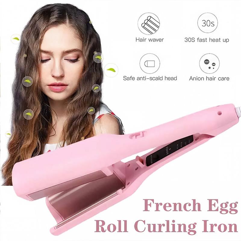 New French-Style Egg Roll Curling Iron With Water Ripple, Large Curl, Small Wave, Plastic Board, Negative Ion, Hair-Safe Gadget
