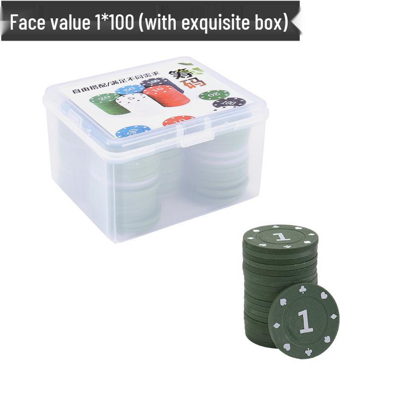 Boxed Set: 100 Plastic Baccarat Mahjong Poker Machine Tokens