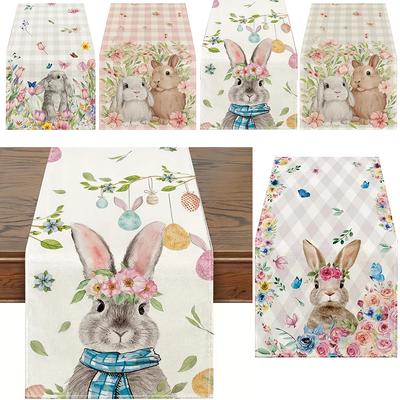 Easter Rabbit Rectangle Table Cloth Kitchen Dining Tabletop Cover Dinner Tabletop Decor Cute Bunny Table Cloth for Dining Table