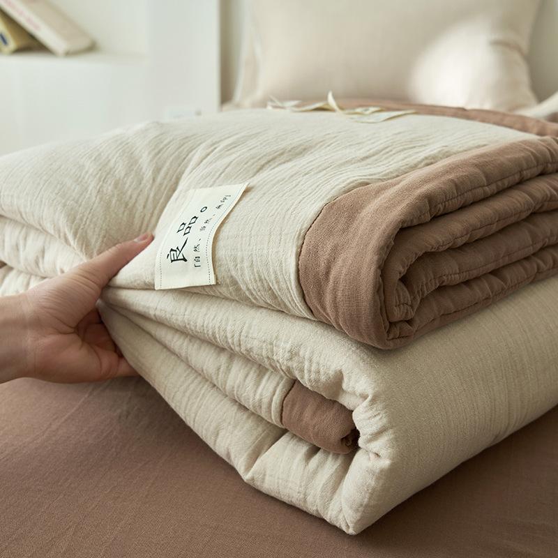 Japanese Double-Layer Yarn Summer Quilt High-Quality Two-Tone Soybean Thin Quilt Skin-Friendly Cooling Comfort for Single Double