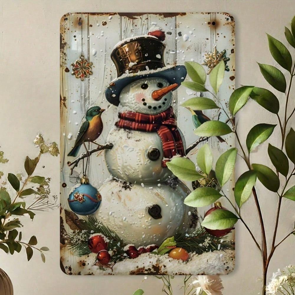Vintage Snowman Metal Tin Sign 8x12 Inch Wall Art Home Bar Garage Decor