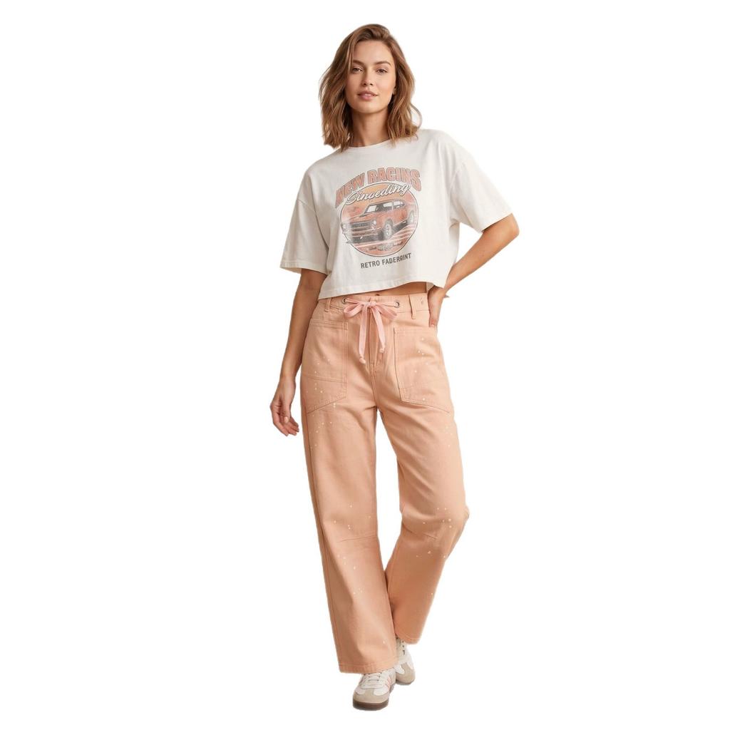 European and American eight-color optional splicing patch splashing ink design fashionable personalized women's jeans