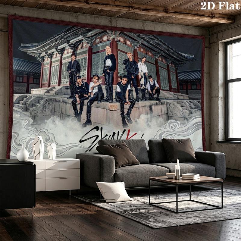 SKZ Kpop Wall Tapestry Aesthetic Wall Hanging Printed Fabric Blanket Decorative Tapestries for Bedroom Living Room Home Decor