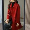 Women Jacket Turn-down Collar Long Sleeves Double-breasted Windbreaker Relaxed Fit Pockets Mid Length Outdoor Activity Travel Commuting Overcoa