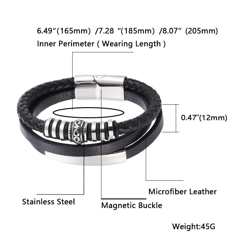 Leather Bracelet Vintage Buckle Braided Leather Jewelry for Men Fashion Rock