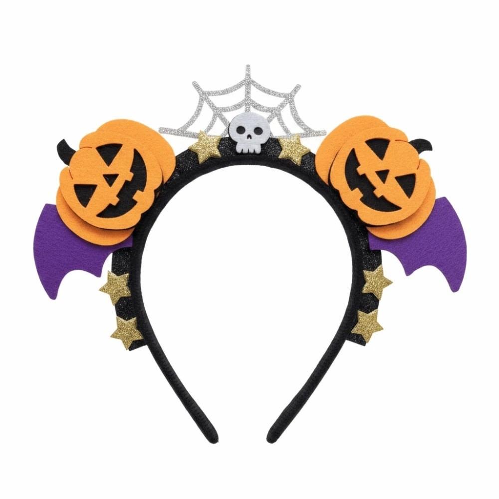 Glitter Stars Pumpkin Headband Felt Bat Wings Hair Hoop Halloween Hairband Parade