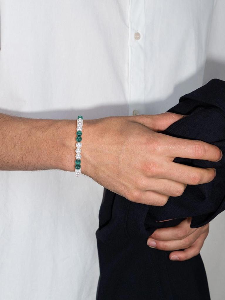 GAVU Malachite and Shell Pearl Power Stone Prayer Beads Bracelet for Men