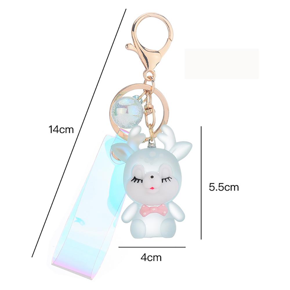 Creative Bag Pendant Acrylic Led Flashlight Keychain Car Keyring Key Lanyard Elk Keychain
