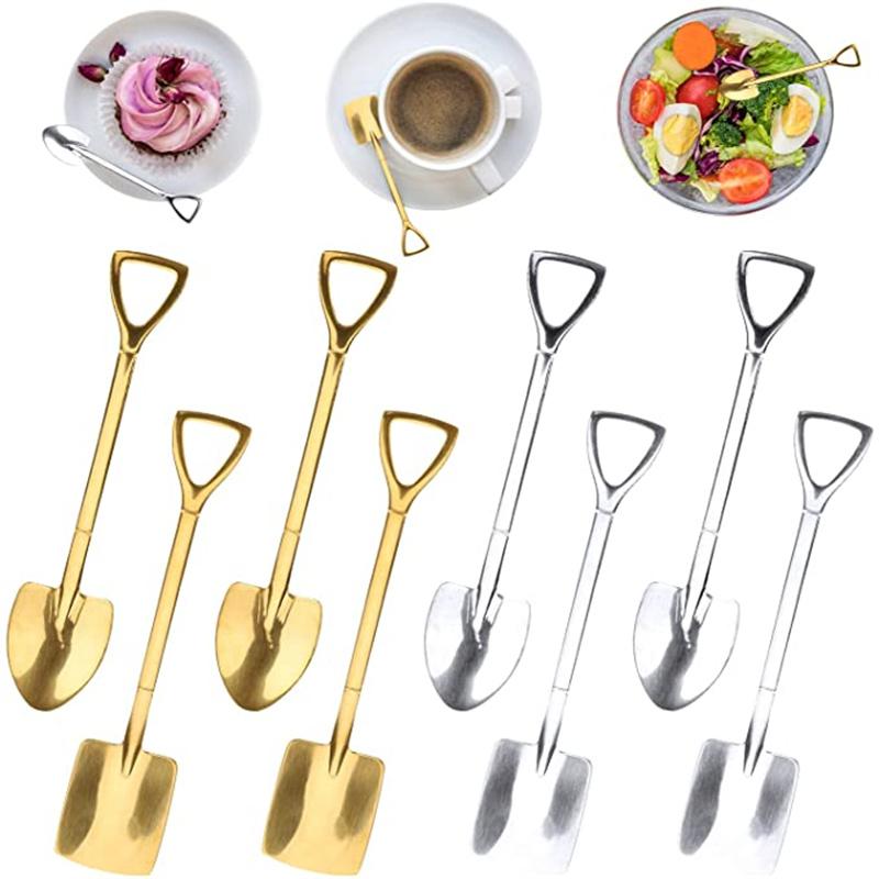 Buy 10pcs Gold Stainless Steel Shovel Spoon Set 6 Inch Sugar Spoons for