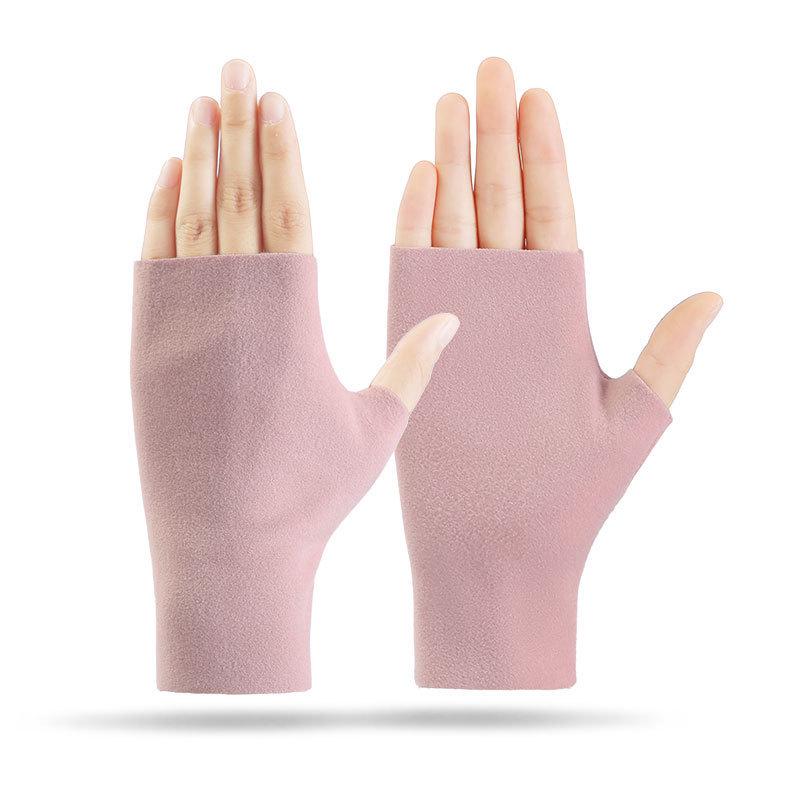 Women's Winter Plush Half-Finger Thermal Fleece Gloves - Skin-Friendly for Typing and Writing