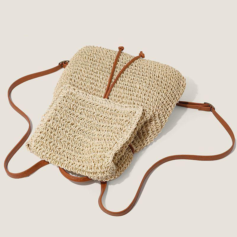 Zaino Tessuto di Grande Capacità per Donne Vacanza al Mare Con Chiusura a Coulisse