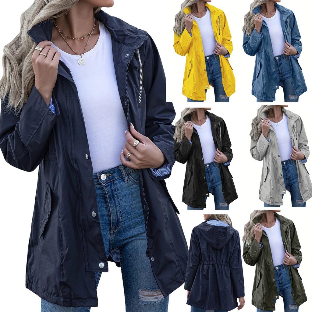 Women's Waterproof Slim Fit Trench Coat Windproof Outdoor Jacket