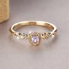 Simple Fashion Crystal Round Stone Ring White Zircon Small Square Engagement Rings For Women Vintage Gold Color Wedding Jewelry
