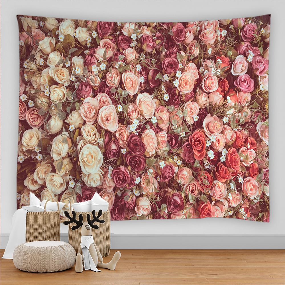 

Красочный красивый цветочный гобелен, настенный тканевый гобелен, ковер для дома, общежития, художественное украшение, пляжный коврик для пикника 100X75CM