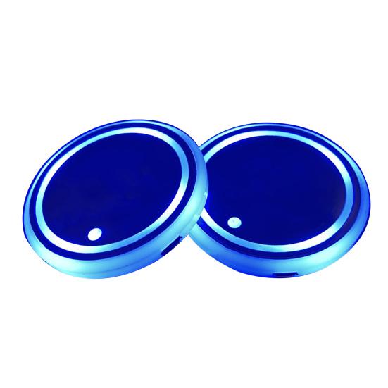 2Pcs LED Car Cup Coaster Waterproof Cup Pad with Light Sensor USB Rechargeable LED Car Interior Atmosphere Lamp Decoration Cup Mat