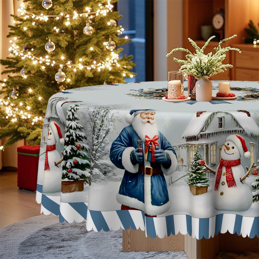 Christmas Table Cloth, Snow Elk Santa Tablecloth, Table Decoration Cloth, European Pastoral Table Cloth