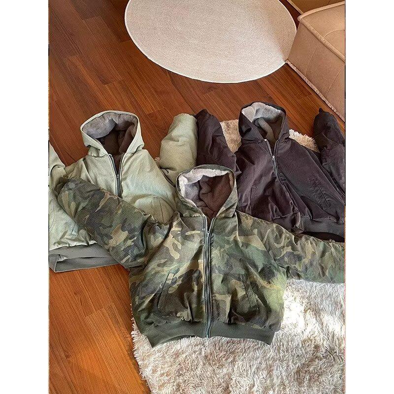 Unisex Autumn/Winter Camouflage Hoodie - Thick Plus Velvet, Loose Fit, Plus Size Cardigan Sweatshirt