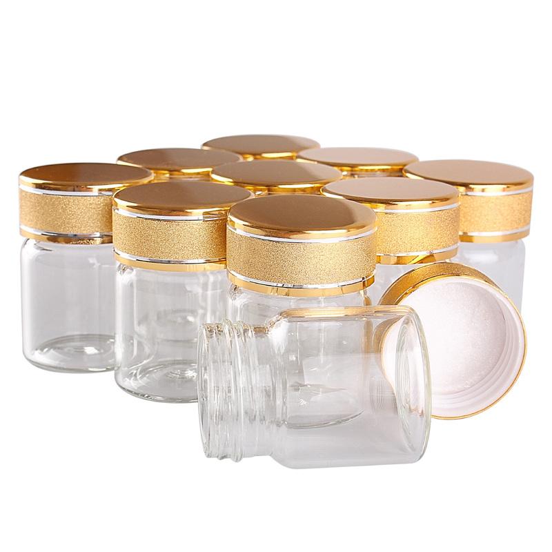24 Pieces 15ml 30*40mm Glass Bottles with Golden Frosted Caps Transparent Glass Perfume Bottle Spice Bottles Spice Jars