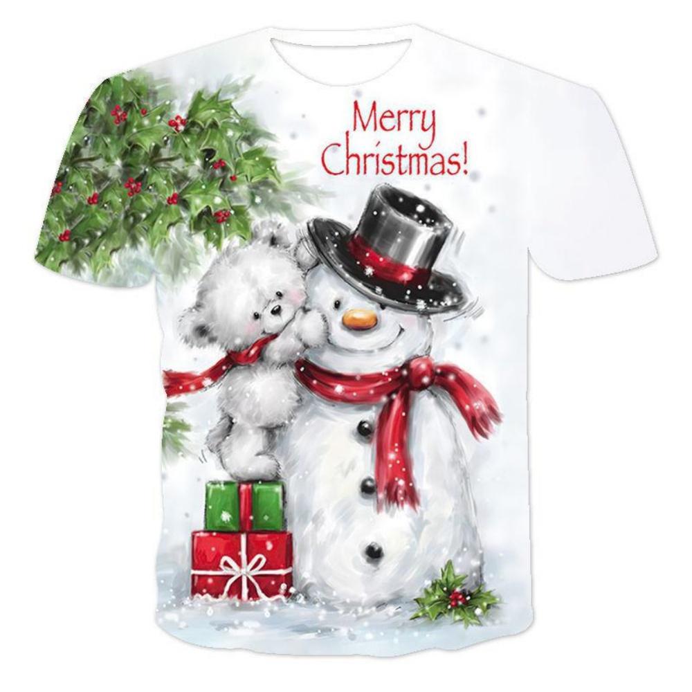 Snowman Santa Claus 3D Print Kids T Shirts Christmas Summer T Shirt Fashion Boys Girls Round Neck Tshirt Tops