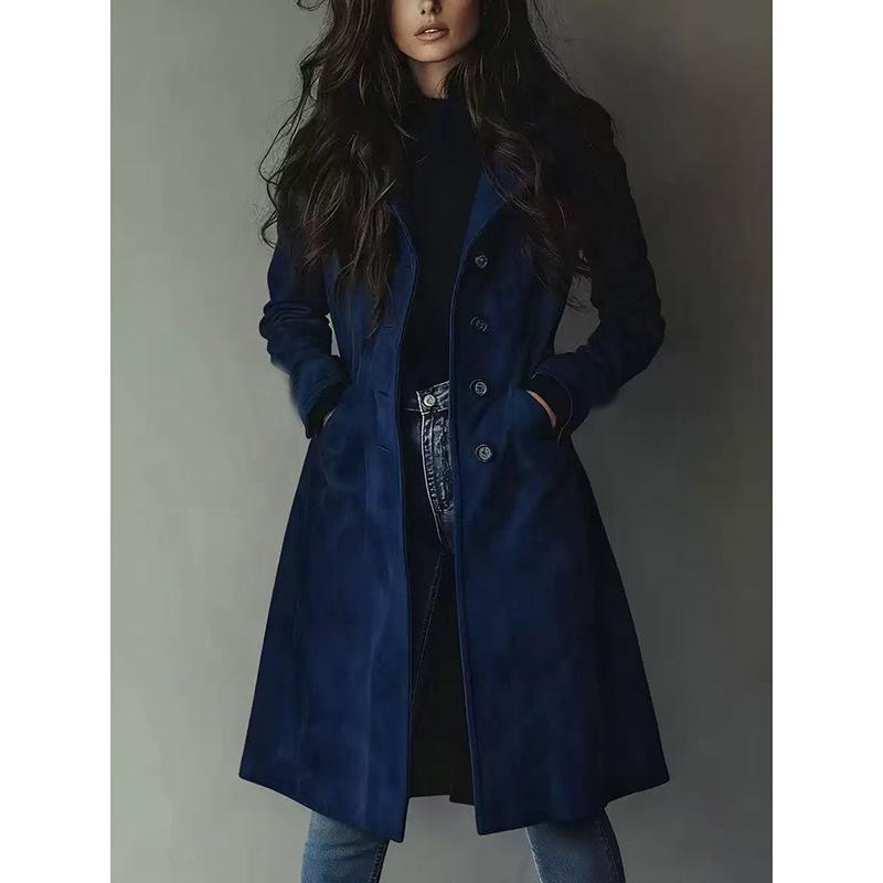 Damen Wildleder Trenchcoat - Europäische und Amerikanische Einfarbige Mode für Frühling und Herbst