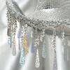Glitter Party Hat Encrusted with Mirrored and Tassels for Women Party Wear Festival Holiday Bridal Hat Props