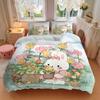 3pcs Bunny in the Garden Printed Quilt Set - Includes 1 Quilt Cover and 2 Pillowcases, Machine Washable - Suitable for All Seasons.M020