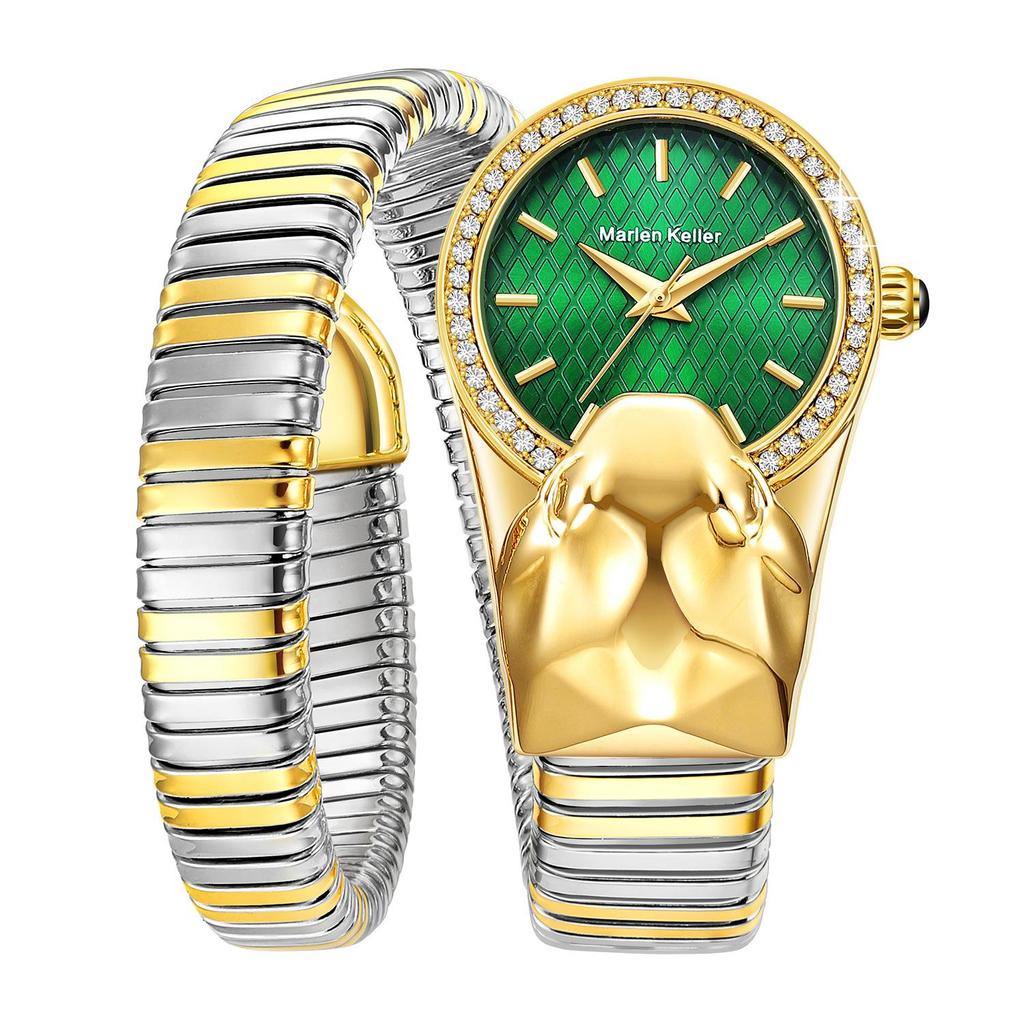 Snake Shape Diamond Watch For Women Luxury  Ladies Gold Watch Analog Quartz Unique Watch